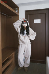 Napping Thick Soft Hooded Zip-Up Set