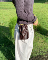 Leather mini bag BROWN