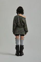 CAMO ONE SHOULDER T-SHIRT