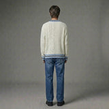White Half Cable Knit