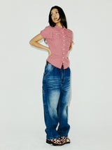 CHECK BLOUSE RED