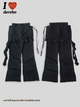 cool frill layered skirt bendable pants