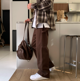 Levito Double Knee Back Banding Semi-Wide Cotton Pants
