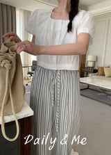 striped banding pants