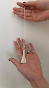 Silver tassel long layered necklace