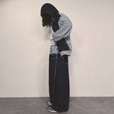 layered deconstructed zip-up hoodie_blue