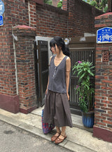 Libe Vintage Button Layered Sleeveless