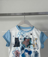 Kitty Kitty Kitch Cropped T-shirt with Raglan T-shirt