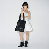 SEE-THROUGH TULLE SHOULDER BAG  (Black)