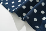 Navy Dotted Square Neck Flared Dress