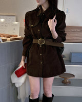 Pel corduroy mini dress & belt set