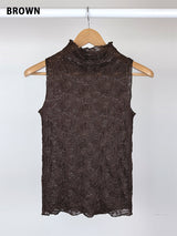 FLOWER LACE HALF-NECK SLEEVELESS (3C)