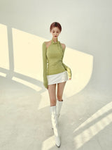 1155. Via scarf halter top bolero set (5color)