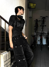 Washed Black Multi Cargo Denim