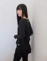 バック リボン ティーシャツ(BLACK)