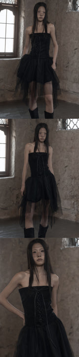 [mnem] Velvet Leather Corset