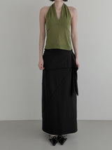 Scar Drape Layered Wrap Long Skirt