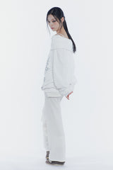 スペルオフショルダースウェットシャツ white