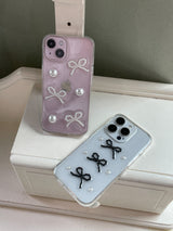 [made] Pearl Ribbon Ballet Core Glitter Resin Cell Phone Case
