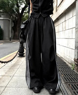 Metallic Track Wide Nylon Trousers