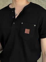 LMN リベット3ボタンワッフル半袖Tシャツ (3 colors)