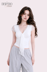 Hayley Lace White Short Sleeve T-shirt