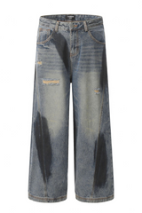 Graffiti Ripped Lantern Jeans