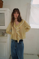 Open sheer blouse_mustard