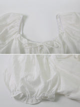 #カンカンパフシャーリング半袖ブラウス（2色）