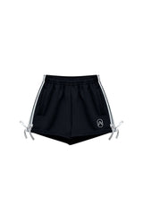 RIBBON JERSEY TRACK MICRO SHORTS / BLACK