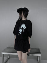 [unisex]フラワープリントオーバーフィット半袖Tシャツ (3color)