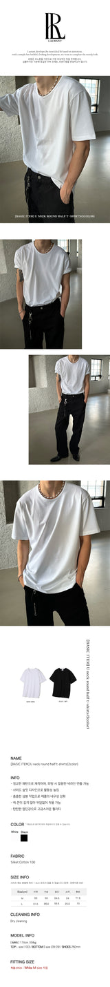 [BASIC  ITEM] UネックラウンドハーフT（２色）