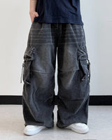 Lace Buckle Wide Cargo Denim