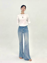 2ND REORDER EMBROIDERED FLARE JEANS code 25101