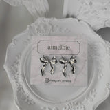 [ILLIT イロハ, NMIXX へウォン Piercing] バレリーナリボンピアス - Silver