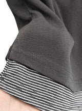 Striped Shirt Layered Boat Neck Tee