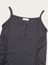 SIDE SHIRRING BUTTON SLEEVELESS (3C)