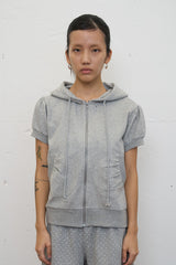 Puff Shoulder Half Zip-up (Gray)
