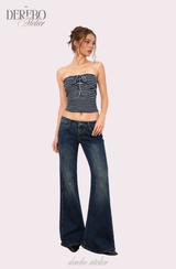 deep blue flow bootcut denim pants, regular (LONG)