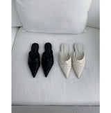 STILETTO SHIRRING MULE SLIPPER (2COLORS!)