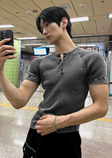 フェイデッド リブ ヘンリー マッスル Tシャツ