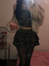 Camo Pattern Top & Skirt Set
