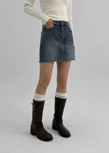 [B-DENIM] CUTTING MINI SKIRT 030