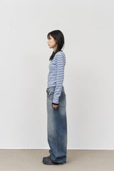 (W) Candy Fleece Striped Top