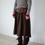 FLARE RIB SKIRT (CAHRCOAL)