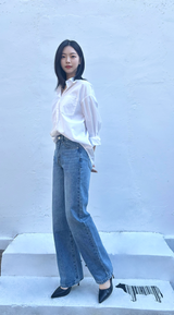 4TH REORDER LOOSE STRAIGHT FIT BLUE DENIM PANTS code 18100