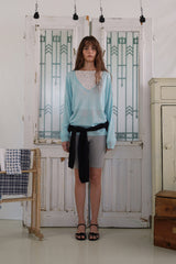 Button v-neck knit_skyblue