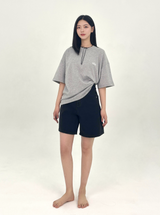  3RD REORDER HIP POCKET EMBROIDERY BLACK DENIM SHORTS LONG VERSION code 25106