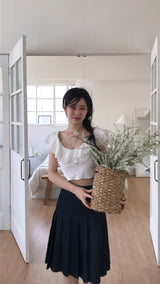 [ md pick ] dieet lace & frill white top