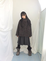 Fingerhole line hooded half zipup